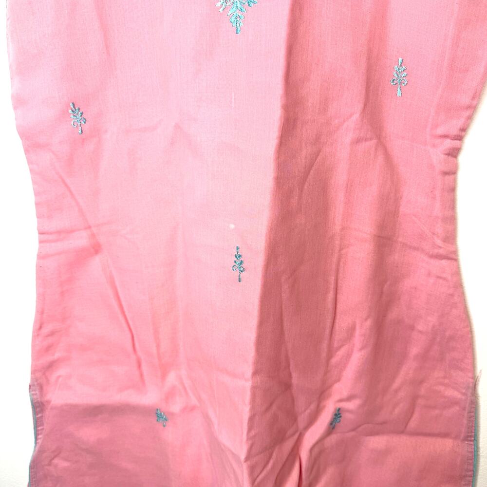 Indian Embroidered Sleeveless Kurta Dress In Pink Blue Size Medium - Picture 7 of 14